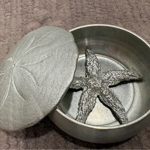 Amos Pewter Silver Sand Dollar Trinket Box